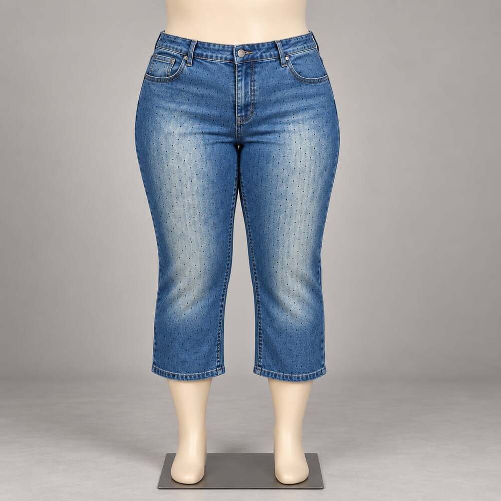 EVN1 Women’s Size 18 Capri Jeans Blue Polka Dot Stretch Denim Cropped pants